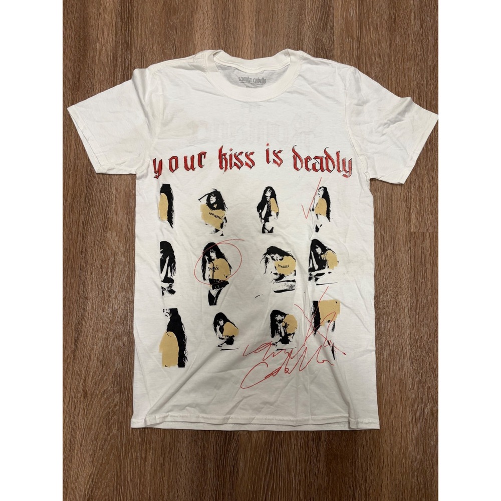 Camila Cabello Romance Your Kiss Is Deadly White Graphic T-Shirt Mens Small
